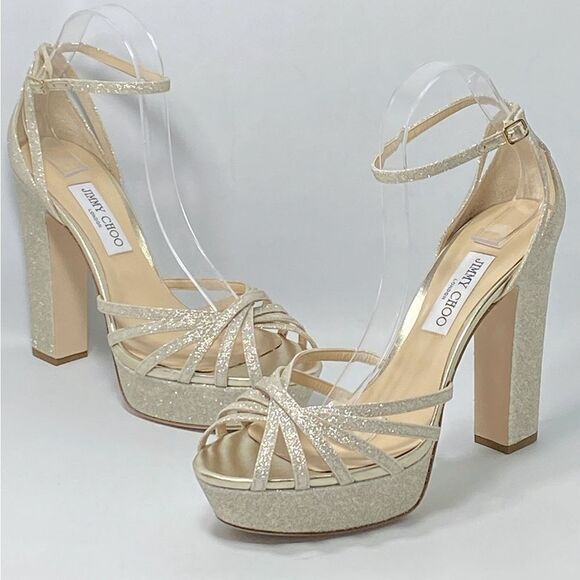 Jimmy Choo Isra 120MM Glitter Platform Sandals size 42 - Picture 1 of 13